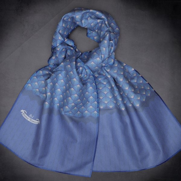 Manta Ray Dance Towel Scarf 140x30cm embroidered in silver