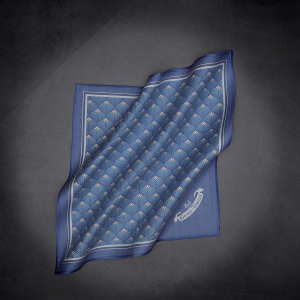 Manta Ray Dance Towel Pocketsquare 30x30cm embroidered in silver